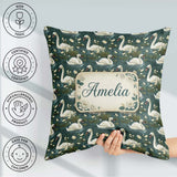 Custom Name Soft Swan Lake Floral Seamless Calm Nature Botanical Square Filled Cushion Throw Pillow Sofa Bed Home Decor Zip Washable UK Made