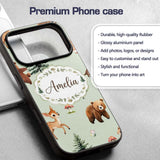 Cute Woodland Forest Animals Bear Bunny Deer on Custom Name Protective Phone Case Mobile Cover Durable Everyday Smartphone Shock Resistant
