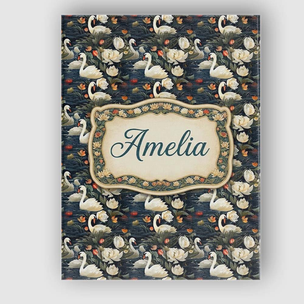 Personalised Name White Swan Tulip Floral Custom  Unique Gift Idea Elegant Feature Canvas Wall Art Print Decor Picture Ready to Hang