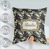 Custom Name White Swan Tulip Floral Pattern Elegant Water Garden Square Filled Cushion Throw Pillow Sofa Bed Home Decor Zip Washable UK Made