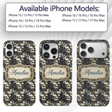 White Swan Tulip Floral Seamless Pattern Elegant Custom Name Protective Phone Case Mobile Cover Durable Everyday Smartphone Shock Resistant