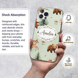 Cute Woodland Forest Animals Bear Bunny Deer on Custom Name Protective Phone Case Mobile Cover Durable Everyday Smartphone Shock Resistant