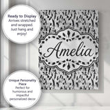 Personalised Name Abstract Black White Custom  Modern Room Accent Elegant Feature Canvas Wall Art Print Decor Picture Ready to Hang