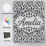 Personalised Name Abstract Black White Custom  Modern Room Accent Elegant Feature Canvas Wall Art Print Decor Picture Ready to Hang