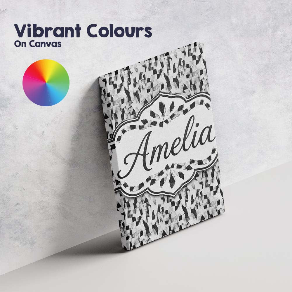 Personalised Name Abstract Black White Custom  Modern Room Accent Elegant Feature Canvas Wall Art Print Decor Picture Ready to Hang