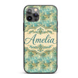 Elegant Teal Damask Ornamental Vintage Style Custom Name Protective Phone Case Mobile Cover Durable Everyday Smartphone Shock Resistant