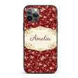 Red Floral Seamless Pattern Cute Printed Design Custom Name Protective Phone Case Mobile Cover Durable Everyday Smartphone Shock Resistant
