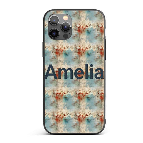 Abstract Grunge Texture with Red and Blue Tones Custom Name Protective Phone Case Mobile Cover Durable Everyday Smartphone Shock Resistant