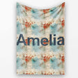 Abstract Grunge Texture with Red and Blue Tones Seamless Name Cute  Personalised Custom Name Super Soft Fleece Blanket Bed Sofa Throw