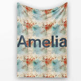 Abstract Grunge Texture with Red and Blue Tones Seamless Name Cute  Personalised Custom Name Super Soft Fleece Blanket Bed Sofa Throw