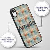 Abstract Grunge Texture with Red and Blue Tones Custom Name Protective Phone Case Mobile Cover Durable Everyday Smartphone Shock Resistant