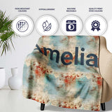 Abstract Grunge Texture with Red and Blue Tones Seamless Name Cute  Personalised Custom Name Super Soft Fleece Blanket Bed Sofa Throw