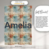 Abstract Grunge Texture with Red and Blue Tones Seamless Name Cute  Personalised Custom Name Super Soft Fleece Blanket Bed Sofa Throw
