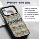 Abstract Grunge Texture with Red and Blue Tones Custom Name Protective Phone Case Mobile Cover Durable Everyday Smartphone Shock Resistant