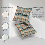 Custom Name Abstract Grunge Texture with Red and Blue Tones Name Square Filled Cushion Throw Pillow Sofa Bed Home Decor Zip Washable UK Made