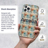 Abstract Grunge Texture with Red and Blue Tones Custom Name Protective Phone Case Mobile Cover Durable Everyday Smartphone Shock Resistant