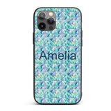 Modern Geometric Watercolor Shapes in Teal Purple Custom Name Protective Phone Case Mobile Cover Durable Everyday Smartphone Shock Resistant