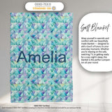 Modern Geometric Watercolor Shapes in Teal Purple Seamless Name Cute  Personalised Custom Name Super Soft Fleece Blanket Bed Sofa Throw