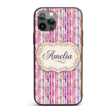 Soft Watercolor Vertical Stripes in Pink Purple Custom Name Protective Phone Case Mobile Cover Durable Everyday Smartphone Shock Resistant