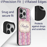 Soft Watercolor Vertical Stripes in Pink Purple Custom Name Protective Phone Case Mobile Cover Durable Everyday Smartphone Shock Resistant