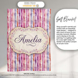 Soft Watercolor Vertical Stripes in Pink Purple Seamless Name Cute  Personalised Custom Name Super Soft Fleece Blanket Bed Sofa Throw