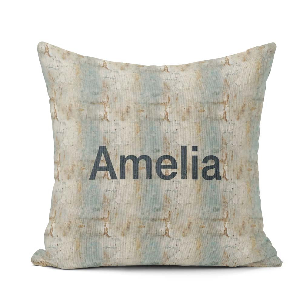 Custom Name Neutral Rustic Distressed Wall Texture Seamless Name Square Filled Cushion Throw Pillow Sofa Bed Home Decor Zip Washable UK Made