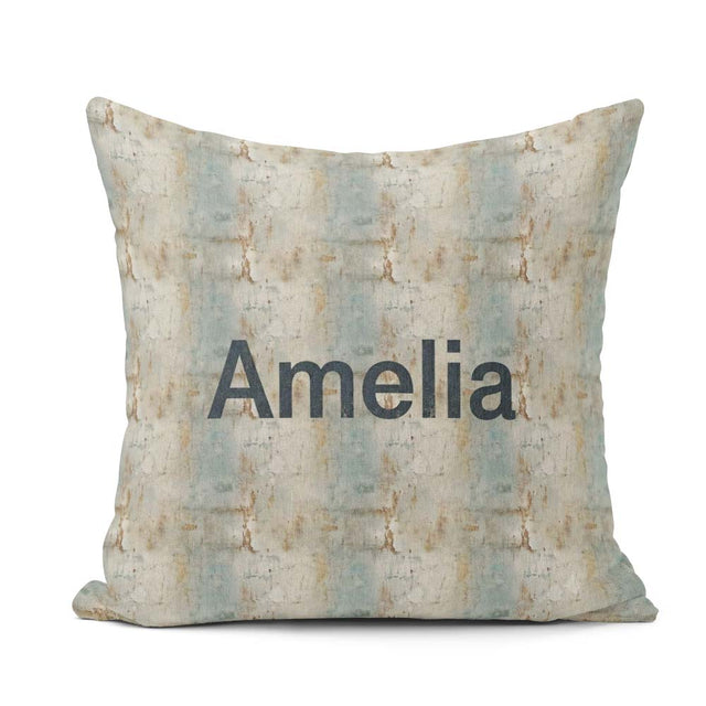 Custom Name Neutral Rustic Distressed Wall Texture Seamless Name Square Filled Cushion Throw Pillow Sofa Bed Home Decor Zip Washable UK Made