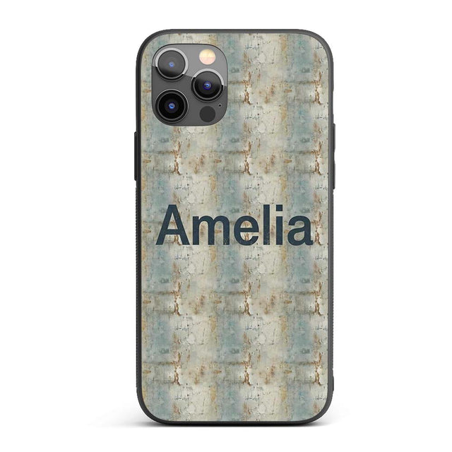 Neutral Rustic Distressed Wall Texture Seamless Custom Name Protective Phone Case Mobile Cover Durable Everyday Smartphone Shock Resistant