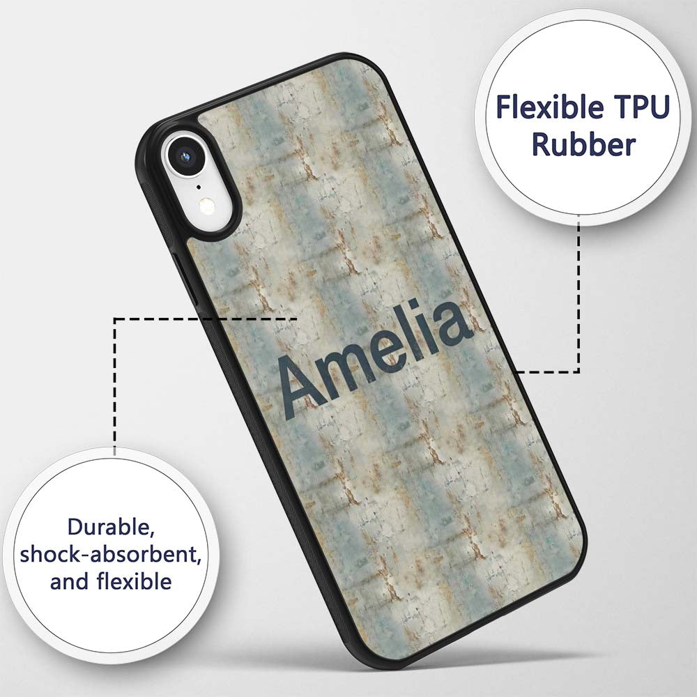 Neutral Rustic Distressed Wall Texture Seamless Custom Name Protective Phone Case Mobile Cover Durable Everyday Smartphone Shock Resistant