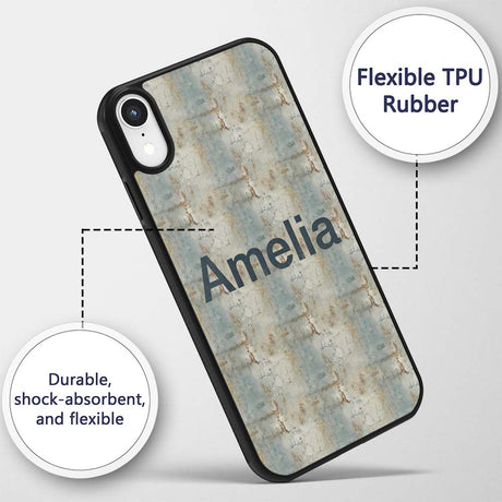 Neutral Rustic Distressed Wall Texture Seamless Custom Name Protective Phone Case Mobile Cover Durable Everyday Smartphone Shock Resistant