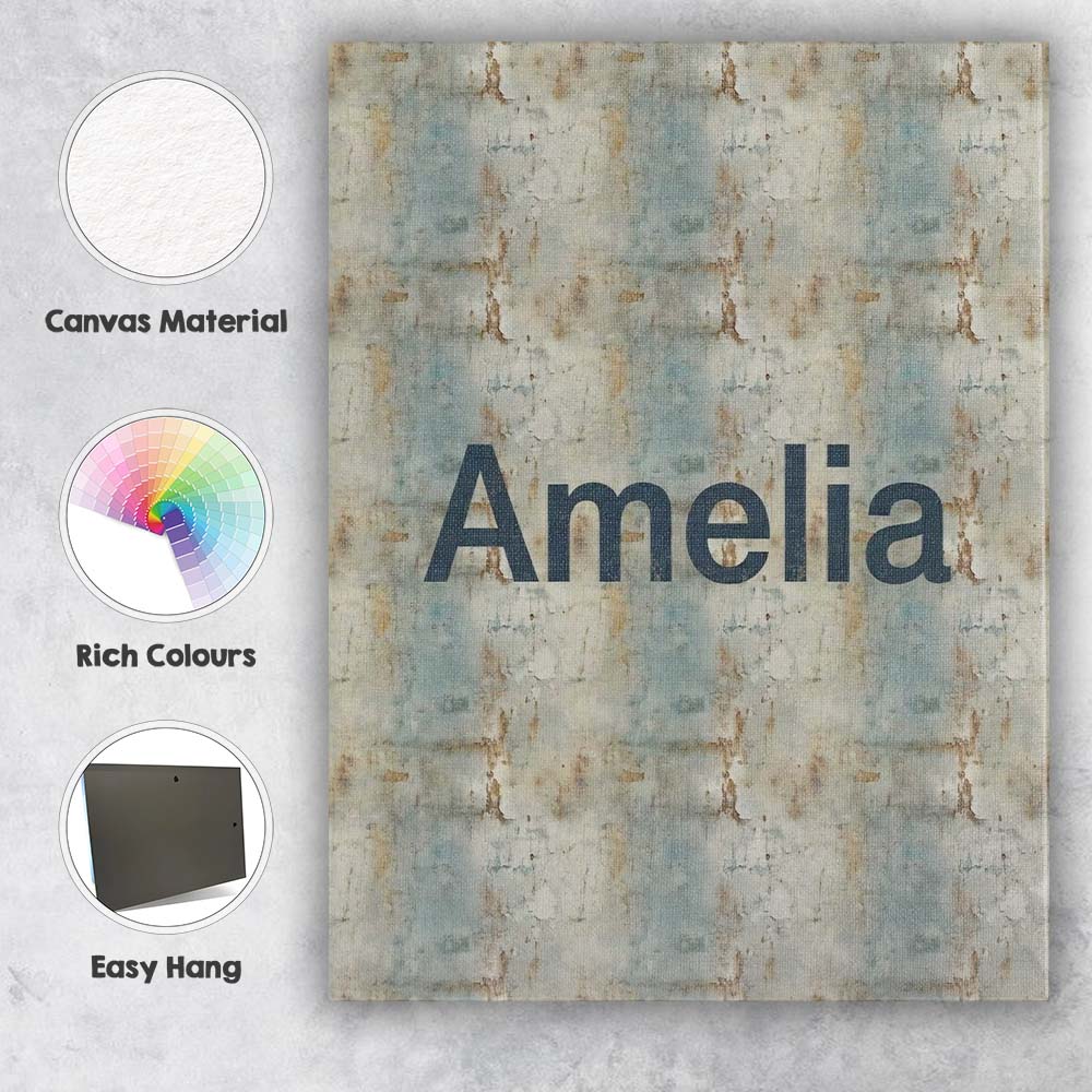 Personalised Name Neutral Rustic Distressed Custom  Bespoke Interior Contemporary Canvas Wall Art Print Decor Picture Ready to Hang