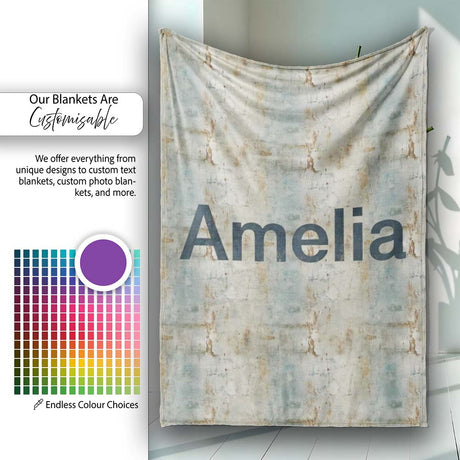 Neutral Rustic Distressed Wall Texture Seamless Name Cute Unique  Personalised Custom Name Super Soft Fleece Blanket Bed Sofa Throw