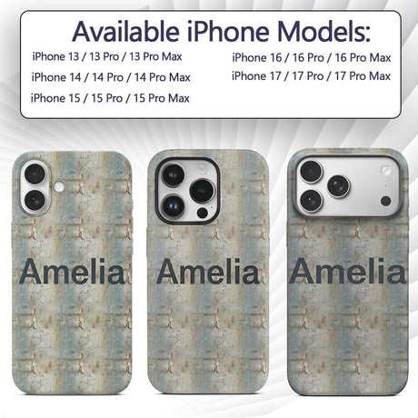 Neutral Rustic Distressed Wall Texture Seamless Custom Name Protective Phone Case Mobile Cover Durable Everyday Smartphone Shock Resistant