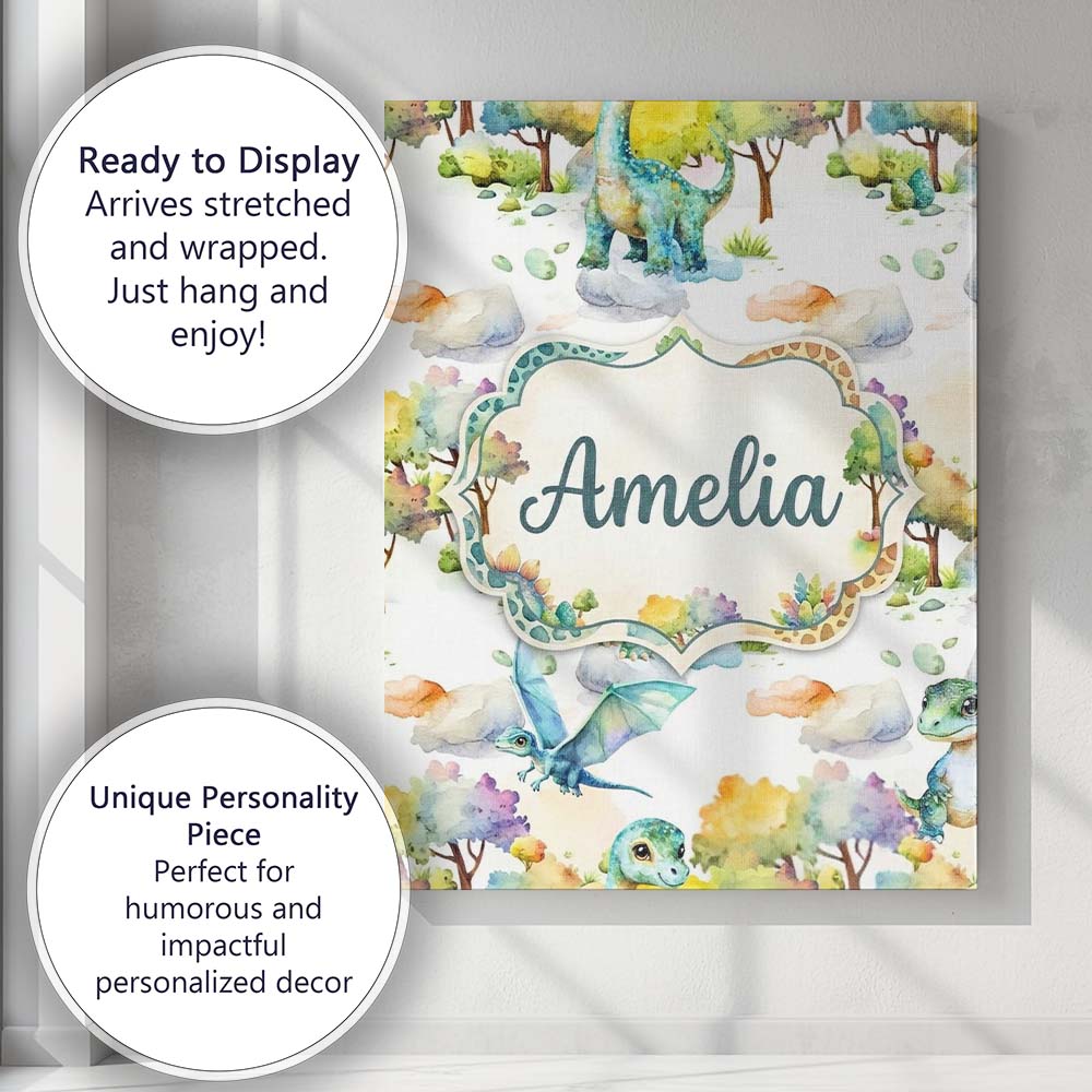 Personalised Name Watercolor Cute Baby Custom  Modern Room Accent Elegant Feature Canvas Wall Art Print Decor Picture Ready to Hang