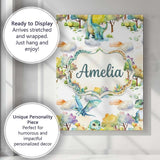 Personalised Name Watercolor Cute Baby Custom  Modern Room Accent Elegant Feature Canvas Wall Art Print Decor Picture Ready to Hang