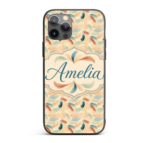 Soft Feather Pattern in Pastel Tones Seamless Custom Name Protective Phone Case Mobile Cover Durable Everyday Smartphone Shock Resistant