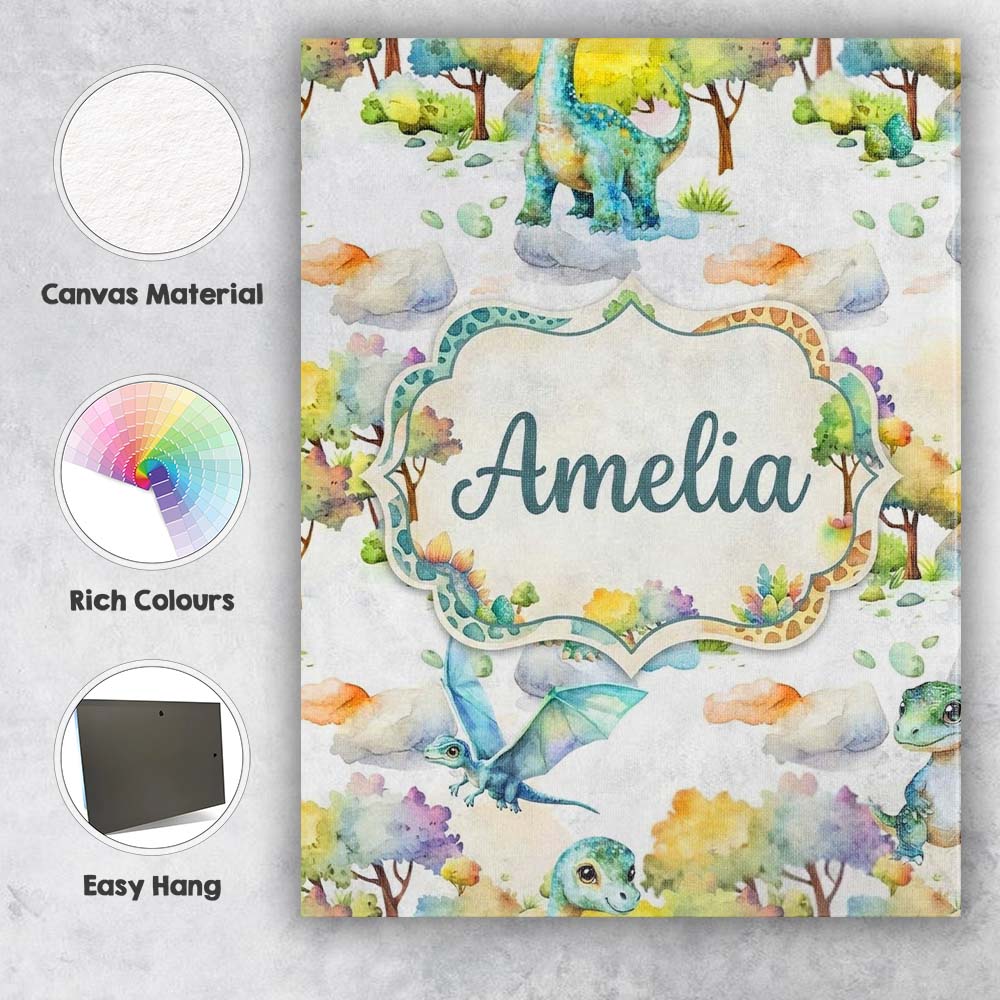 Personalised Name Watercolor Cute Baby Custom  Modern Room Accent Elegant Feature Canvas Wall Art Print Decor Picture Ready to Hang
