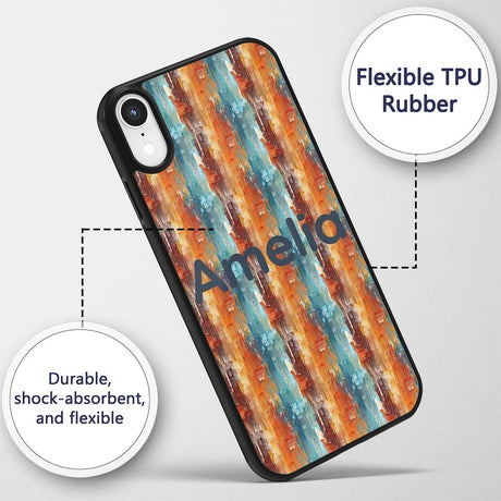 Abstract Textured Brushstroke Pattern in Orange Custom Name Protective Phone Case Mobile Cover Durable Everyday Smartphone Shock Resistant