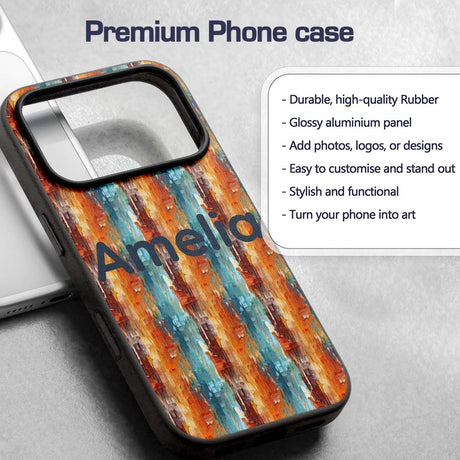 Abstract Textured Brushstroke Pattern in Orange Custom Name Protective Phone Case Mobile Cover Durable Everyday Smartphone Shock Resistant