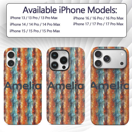 Abstract Textured Brushstroke Pattern in Orange Custom Name Protective Phone Case Mobile Cover Durable Everyday Smartphone Shock Resistant