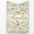 Vintage Birds and Roses Trellis Garden Pattern Seamless Name Cute  Personalised Custom Name Super Soft Fleece Blanket Bed Sofa Throw