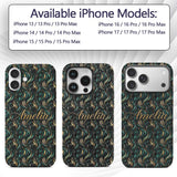 Luxury Art Deco Gold Teal Abstract Wave Pattern Custom Name Protective Phone Case Mobile Cover Durable Everyday Smartphone Shock Resistant
