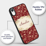 Red Floral Seamless Pattern Cute Printed Design Custom Name Protective Phone Case Mobile Cover Durable Everyday Smartphone Shock Resistant