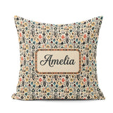 Custom Name Modern Abstract Tribal Shapes on Cream Seamless Name Square Filled Cushion Throw Pillow Sofa Bed Home Decor Zip Washable UK Made
