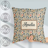 Custom Name Modern Abstract Tribal Shapes on Cream Seamless Name Square Filled Cushion Throw Pillow Sofa Bed Home Decor Zip Washable UK Made