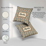 Custom Name Modern Abstract Tribal Shapes on Cream Seamless Name Square Filled Cushion Throw Pillow Sofa Bed Home Decor Zip Washable UK Made