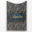 Dark Abstract Doodle Icons Pattern with Yellow Blue Seamless Name  Personalised Custom Name Super Soft Fleece Blanket Bed Sofa Throw