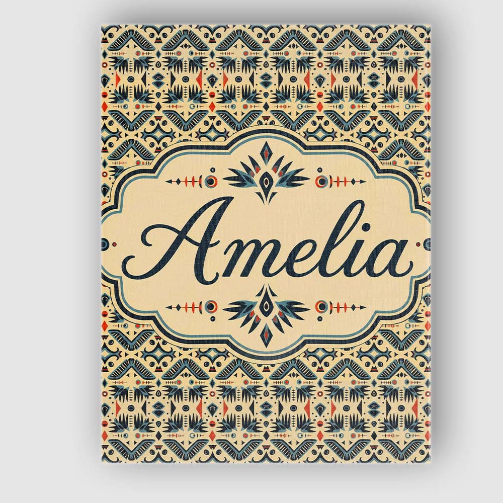 Personalised Name Geometric Ethnic Tribal Custom  Unique Gift Idea Elegant Feature Canvas Wall Art Print Decor Picture Ready to Hang