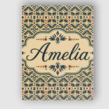 Personalised Name Geometric Ethnic Tribal Custom  Unique Gift Idea Elegant Feature Canvas Wall Art Print Decor Picture Ready to Hang