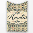 Geometric Ethnic Tribal Pattern in Neutral Tones Seamless Custom  Personalised Custom Name Super Soft Fleece Blanket Bed Sofa Throw